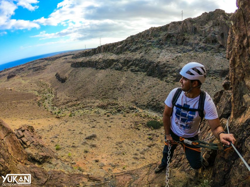 Gran Canaria: Cliff Climbing Via Ferrata Trip by Maspalomas - The medium-level route: iron rungs, a safe line, and belayed reassurance