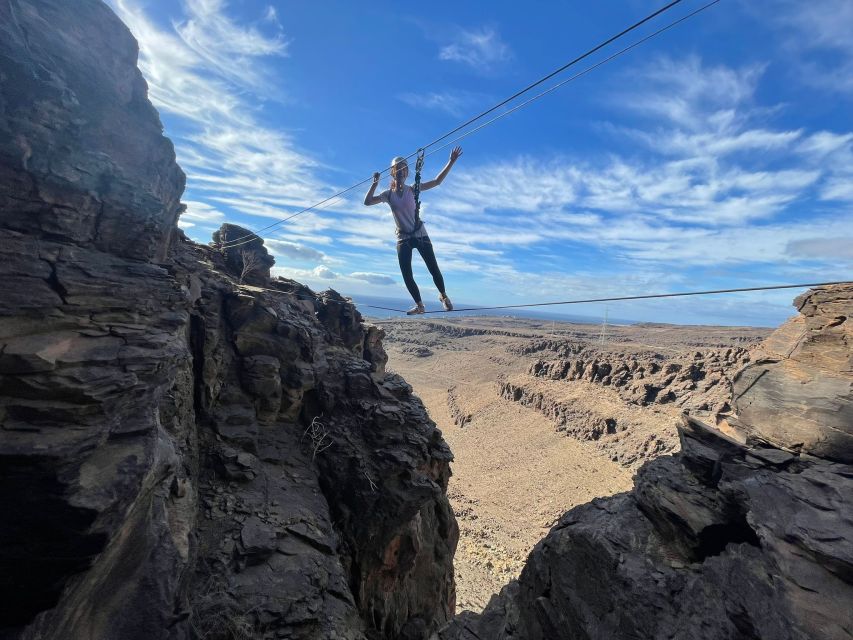 Gran Canaria: Cliff Climbing Via Ferrata Trip by Maspalomas - Caves, the 60-meter suspension bridge, and the highest swing payoff